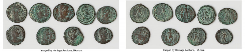 ANCIENT LOTS. Roman Imperial. Ca. mid-late 4th century AD. Lot of nine (9) AE3/4...