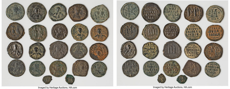 ANCIENT LOTS. Byzantine. Lot of twenty-two (22) AE issues. Choice Fine-XF. Inclu...