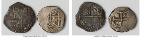 Pair of Uncertified Assorted Cob 2 Reales, 1) Philip IV Cob 2 Reales ND (1598-1665) - VF, KM14. 26.3mm. 11.09gm 2) Philip V Cob 2 Reales 1719 P-Y - VF...