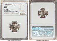 Luis I Cob 1/2 Real 1725-P VF35 NGC, Potosi mint, KM32, Cal-9. 1.52gm. A scarcer issue from the fleeting king Luis I, showing the usual crude strike b...