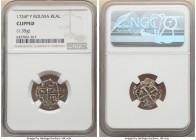 Luis I Cob Real 1726 P-Y Clipped NGC, Potosi mint, KM33, Cal-17. 1.35gm. From the few pieces struck under Luis I, a survivor showing a clear date, ass...