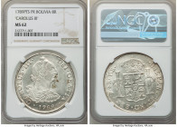 Charles III 8 Reales 1789 PTS-PR MS62 NGC, Potosi mint, KM64. Shimmering luster with frosted centers and no toning, decent strike with several die pol...
