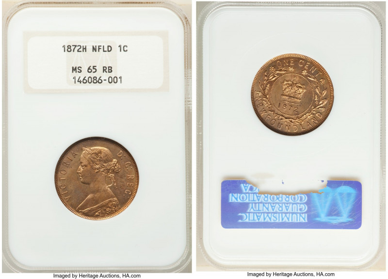 Newfoundland. Victoria Cent 1872-H MS65 Red and Brown NGC, Heaton mint, KM1. Gem...