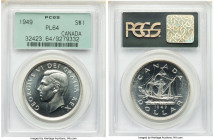 George VI Prooflike Dollar 1949 PL64 PCGS, Royal Canadian mint, KM47. A Prooflike Dollar with metallic, mirrorlike fields. 

HID09801242017

© 2022 He...