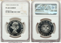 Elizabeth II Prooflike Dollar 1964 PL66 Cameo NGC, KM58. A Prooflike Dollar which displays mirror-like fields with slightly frosted devices. 

HID0980...