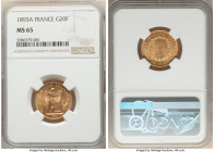 Republic gold 20 Francs 1893-A MS65 NGC, Paris mint, KM825. This Gem Mint State Franc features crisp motifs with an apricot tone. 

HID09801242017

© ...