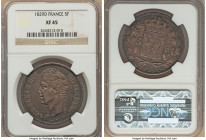 Pair of Certified Assorted 5 Francs NGC, 1) Charles X 5 Francs 1829-D - XF45, KM728.4 2) Louis Philippe I 5 Francs 1831-D - XF40, KM735.4. Bare head L...