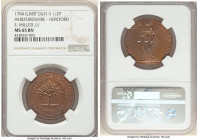 Herfordshire. Herford copper 1/2 Penny Token 1794 MS65 Brown NGC, D&H-5. SUCCESS TO THE CIDER TRADE / HEREFORD HALFPENNY above apple tree / C. HONIATT...
