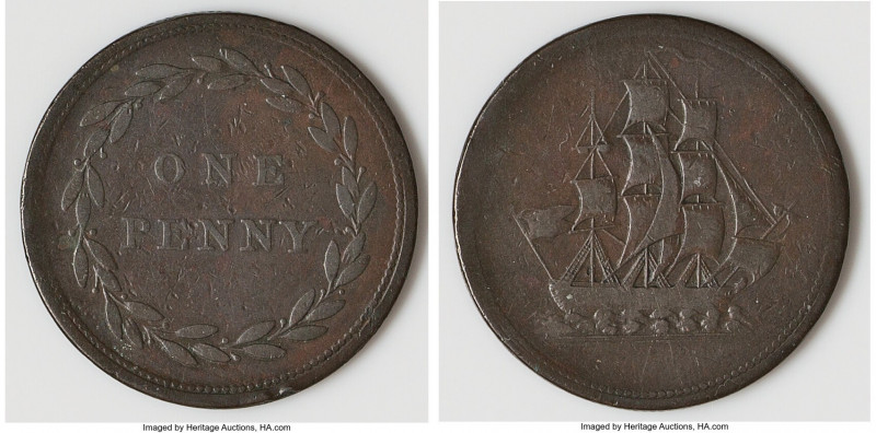 Non-Local copper "Value in a Wreath" Penny Token ND (1813) Fine, Withers-1618. 3...