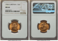 Elizabeth II gold Sovereign 1966 MS64 NGC, KM908. An appealing Choice Mint State Sovereign with gleaming, goldenrod luster. 

HID09801242017

© 2022 H...