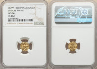 Mysore. Krishnaraja Wadiyar III gold Pagoda ND (1799-1806) MS66 NGC, KM210, Fr-1358. 3.42gm. Siva and Parvati seated facing / Legend in Davnagari. 

H...