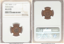 Portuguese Administration 1/12 Tanga 1901 MS63 Brown NGC, Lisbon mint, KM13. Cognac brown toned surfaces with a good portion of original red still vis...