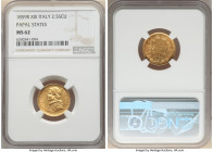 Papal States. Pius IX gold 2-1/2 Scudi Anno XIII (1859)-R MS62 NGC, Rome mint, KM1117. Deep butterscotch-orange colored hue. 

HID09801242017

© 2022 ...