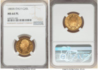 Umberto I gold 20 Lire 1883-R MS64 Prooflike NGC, Rome mint, KM21. An inspiring type with Prooflike fields and dazzling brilliance. 

HID09801242017

...