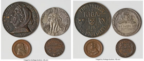 Republic 4-Piece Lot of Uncertified Assorted Medals, 1) Riga bronze "Golden Wedding Anniversary" Medal 1841 - Unc, Wurzbach-7074. 39.3mm. 33.33gm 2) L...