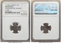 Philip V Cob 1/2 Real 1715 Mo-J Fine Details (Environmental Damage) NGC, Mexico City mint, KM24, Cal-224. 1.46gm. A seemingly scarce issue, with no ex...
