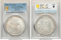 Charles IV 8 Reales 1801 Mo-FT/M UNC Details (Scratch) PCGS, Mexico City mint, KM109, Cal-971. Lightly toned, frosted centers and lustrous peripheries...