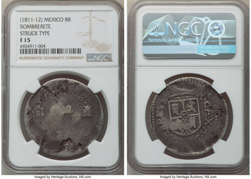 Sombrerete. Ferdinand VII "Royalist" 8 Reales ND (1811-1812) F15 NGC, KM177. VAR...