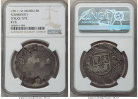 Sombrerete. Ferdinand VII "Royalist" 8 Reales ND (1811-1812) F15 NGC, KM177. VARGAS / DATE (1812) / 3 flanked by Crowned "S" between pillars / R. CAXA...