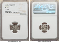 Charles II Cob 1/2 Real 1697-L VF25 NGC, Lima mint, KM22, Cal-134. 1.29gm. Struck on a somewhat round flan, bearing a full date, monogram and cross. T...