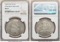 Ferdinand VII silver Proclamation Medal of 8 Reales 1808 MS62 NGC, Lima mint, Fonrobert-9868, Medina-313. 39mm. By Soto. FERDINANDUS VII D G HISP ET I...