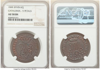 Catalonia. Isabel II 6 Quartos 1845 AU58 Brown NGC, Barcelona mint, KM128. 5 Petals. 

HID09801242017

© 2022 Heritage Auctions | All Rights Reserved