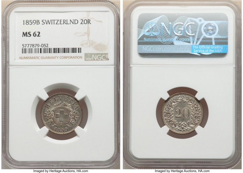 Confederation Pair of Certified Assorted Multiple Rappen NGC, 1) 10 Rappen 1873-...