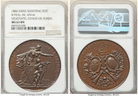Confederation bronze "Neuchatel Shooting Festival" Medal 1886 MS63 Brown NGC, Richter-951b. 47mm. By Durussel. Issued for the Neuchatel Cantonal shoot...