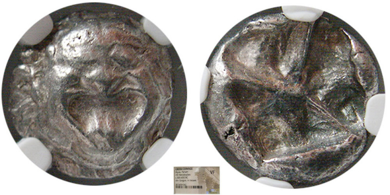 MYSIA, Parium. 500-450 BC. AR Hemidrachm. NGC-VF. Obv: Gorgon head facing, Rev: ...