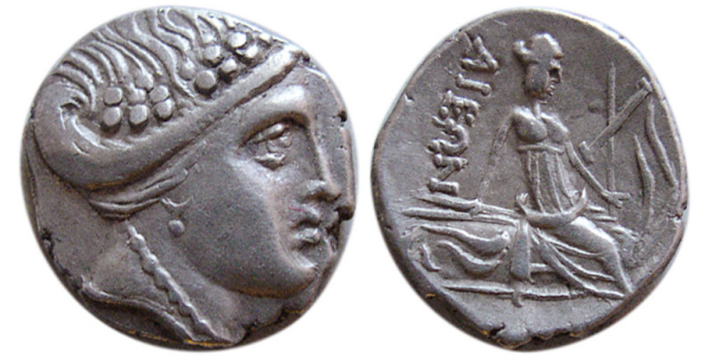 EUBOIA, Histiaia. 3rd-2nd centuries BC. AR Tetrobol (1.48 gm; 13 mm). Wreathed h...