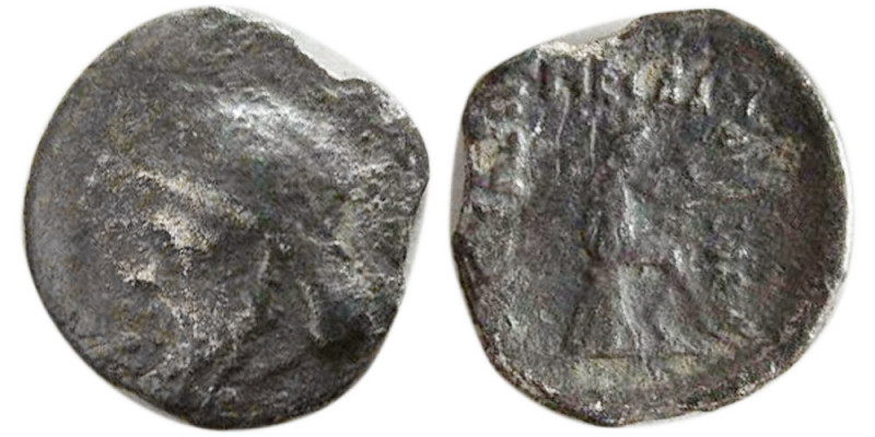KINGS of PARTHIA. Mithradates I. 165-132 BC. AR obol (0.48 gm; 11 mm). Nisa (?) ...