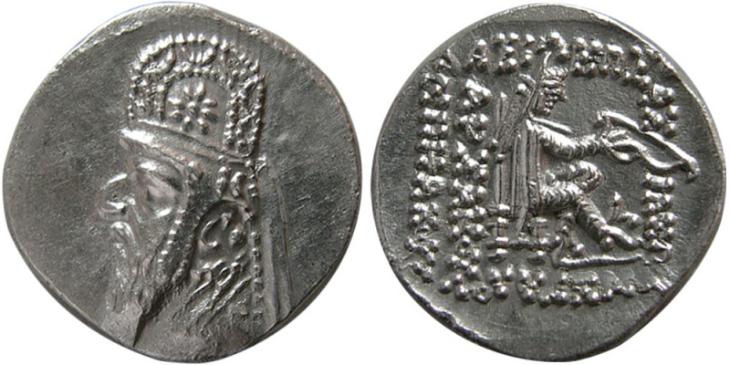 KINGS of PARTHIA. Mithradates II, (121-91 BC). AR Drachm (4.03 gm; 20 mm). Rhaga...