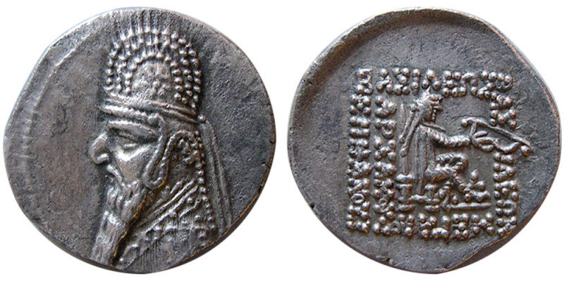 KINGS of PARTHIA, Mithradates II, (121-91 BC). AR drachm (3.97 gm; 20 mm). Rhaga...