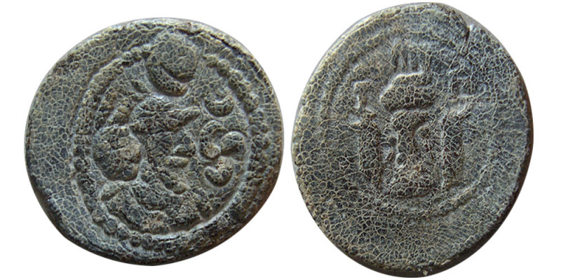 SASANIAN KINGS. Ardashir II, 379-383 AD. PB (Lead) unit (1.53 gm; 15 mm). Obvers...
