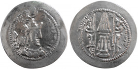 SASANIAN KINGS. Yazdgird II, AD. 438-457. AR Drachm. LYW (Rev Ardashir).