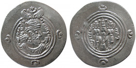 SASANIAN KINGS. Khosrau II. AR Drachm. year 25, mint "ARM" (Armenia).