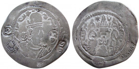HUNNIC TRIBES, Hephthalites. imitating a drachm of Hormizd IV. AR Drachm.