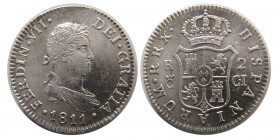 SPAINISH COLONIAL, Ferdinand VII. 1811-C.I. Silver 2 Reales.