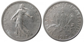 FRANCE, Republic. 1917, One Franc .