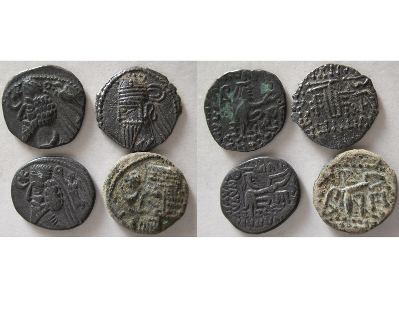 GROUP LOT OF 4 Parthian Drachms. Original patinas. Avg grade VF to EF.