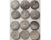 GROUP LOT OF 6 SASANIAN KINGS, Peruz. Silver drachms.