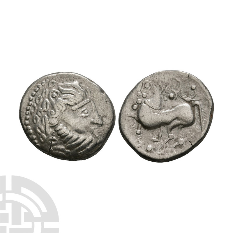 Celti-Iberian - AR Tetradrachm 2nd-1st century B.C. Obv: degraded bust right. Re...