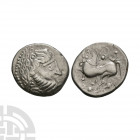 Celti-Iberian - AR Tetradrachm 2nd-1st century B.C. Obv: degraded bust right. Rev: horse left. 9.61 grams. . Ex UK private collection.