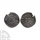 Danish East Anglia - St Edmund - Memorial Coinage Penny 885-915 A.D. Obv: large A with +SCEYRNOY[ ]T blundered legend. Rev: small cross with +SEIYRIYD...