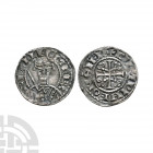 William I - Shaftesbury / Centwine - Sword Penny 1077-1080 A.D. BMC type vi. Obv: facing bust holding sword with PILLEM REX legend. Rev: cross over qu...