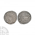 Henry II - London / Aimer - Short Cross Penny 1180-1185 A.D. Class 1b. Obv: facing bust with HENRICVS REX legend. Rev: short voided cross and quatrefo...
