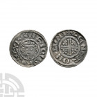 John - London / Rener - Short Cross Penny 1204-1209 A.D. Class 5c. Obv: facing bust with HERICVS REX legend. Rev: short voided cross and quatrefoils w...
