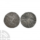 Henry VII - London - Leopard's Head/Pansy - Mule Groat 1498-1499 A.D. Class IIIc. Obv: facing bust with tressure with HENRIC DEI GRA REX AGL Z FRA leg...