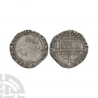 Elizabeth I - 1593 - Sixpence Dated 1593 A.D. Sixth issue. Obv: profile bust with rose behind and ELIZAB D G ANG FR ET HIB REGI legend and 'tun' mintm...