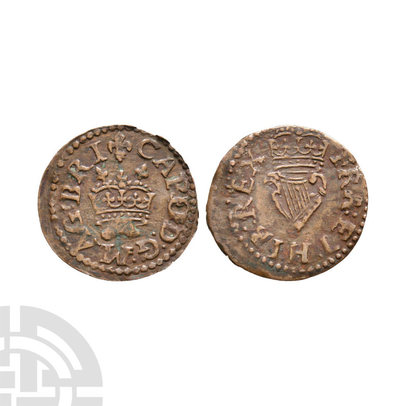 Charles I - Richmond AE Farthing 1625-1649 A.D. Type 2. Obv: crown over crossed ...